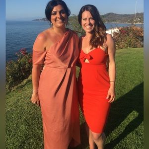 Anthropologie Coral-Red Dress with Cutout